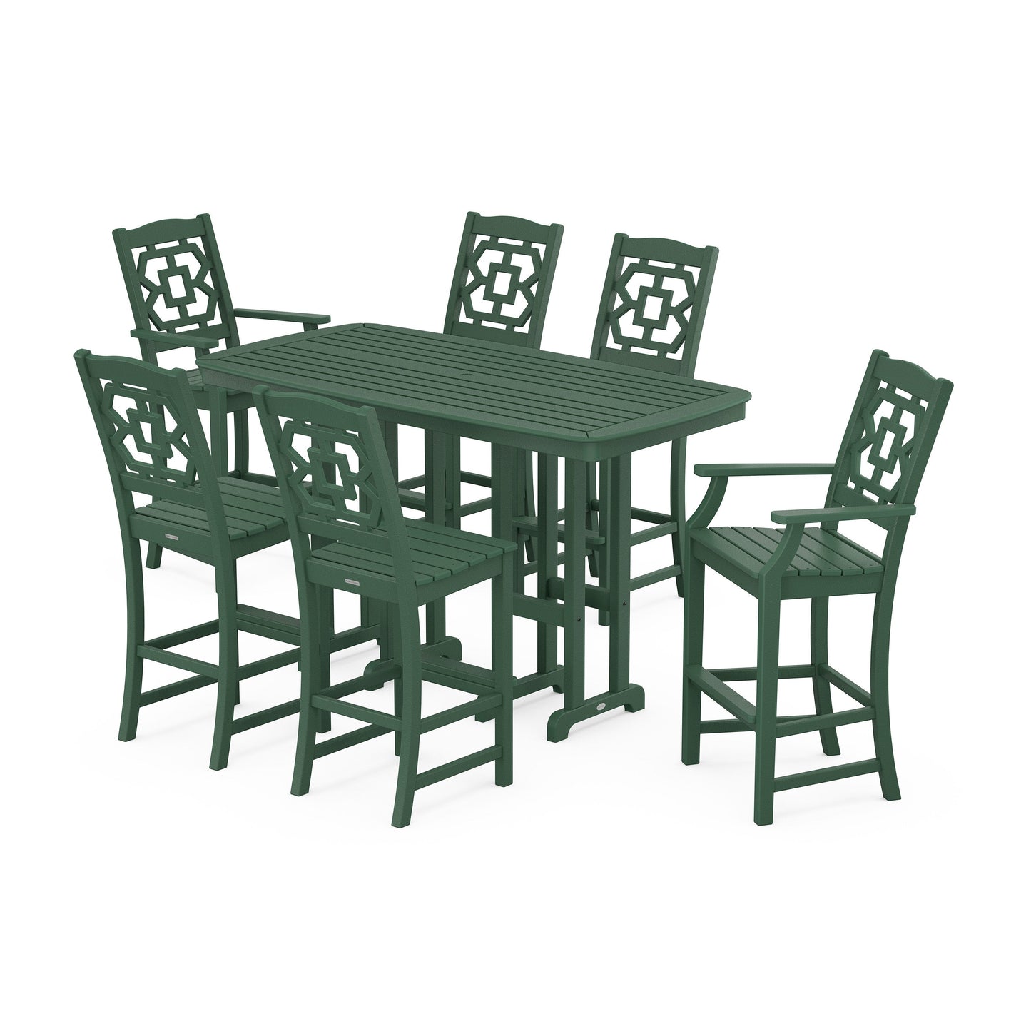 POLYWOOD Chinoiserie 7-Piece Bar Set — Green