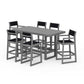 POLYWOOD EDGE Sling 7-Piece Bar Table Set — Slate Grey / Black Sling