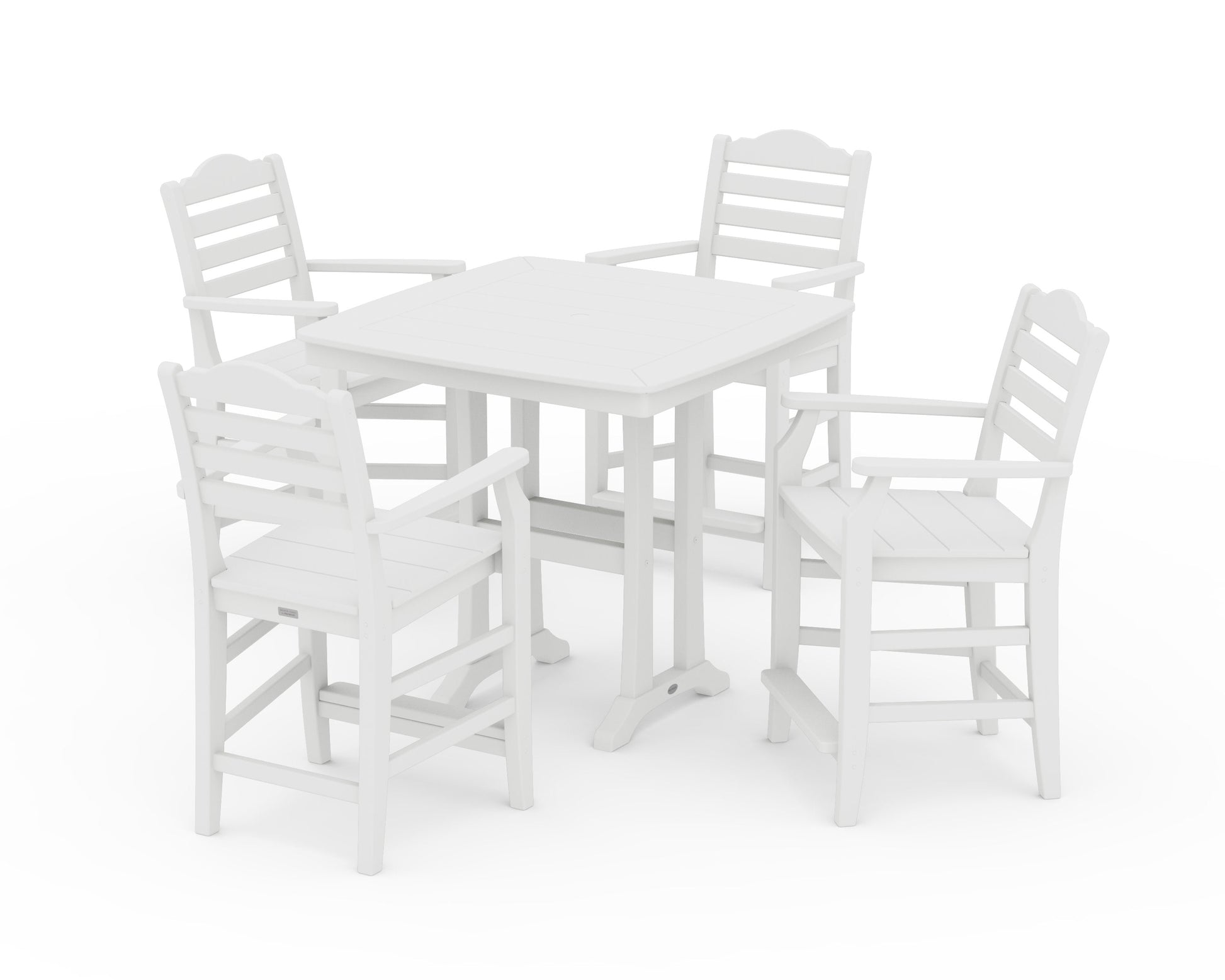 POLYWOOD Savannah 5-Piece Counter Set with Trestle Legs — White