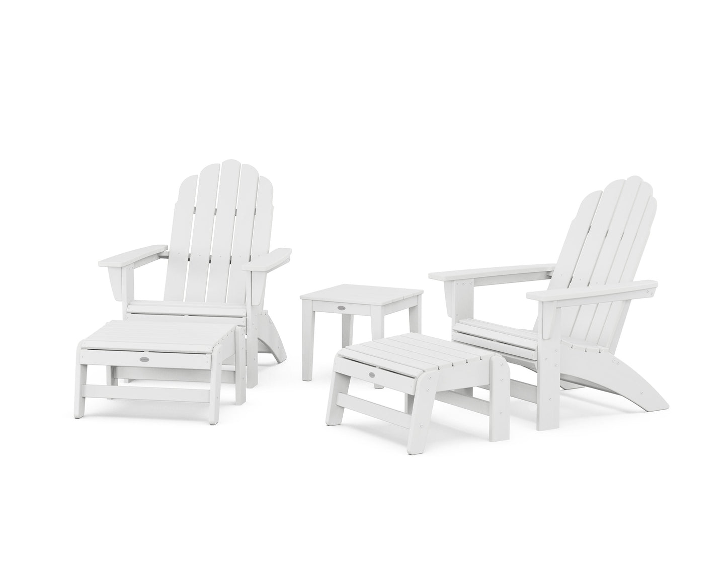 POLYWOOD 5-Piece Vineyard Grand Adirondack Set — White
