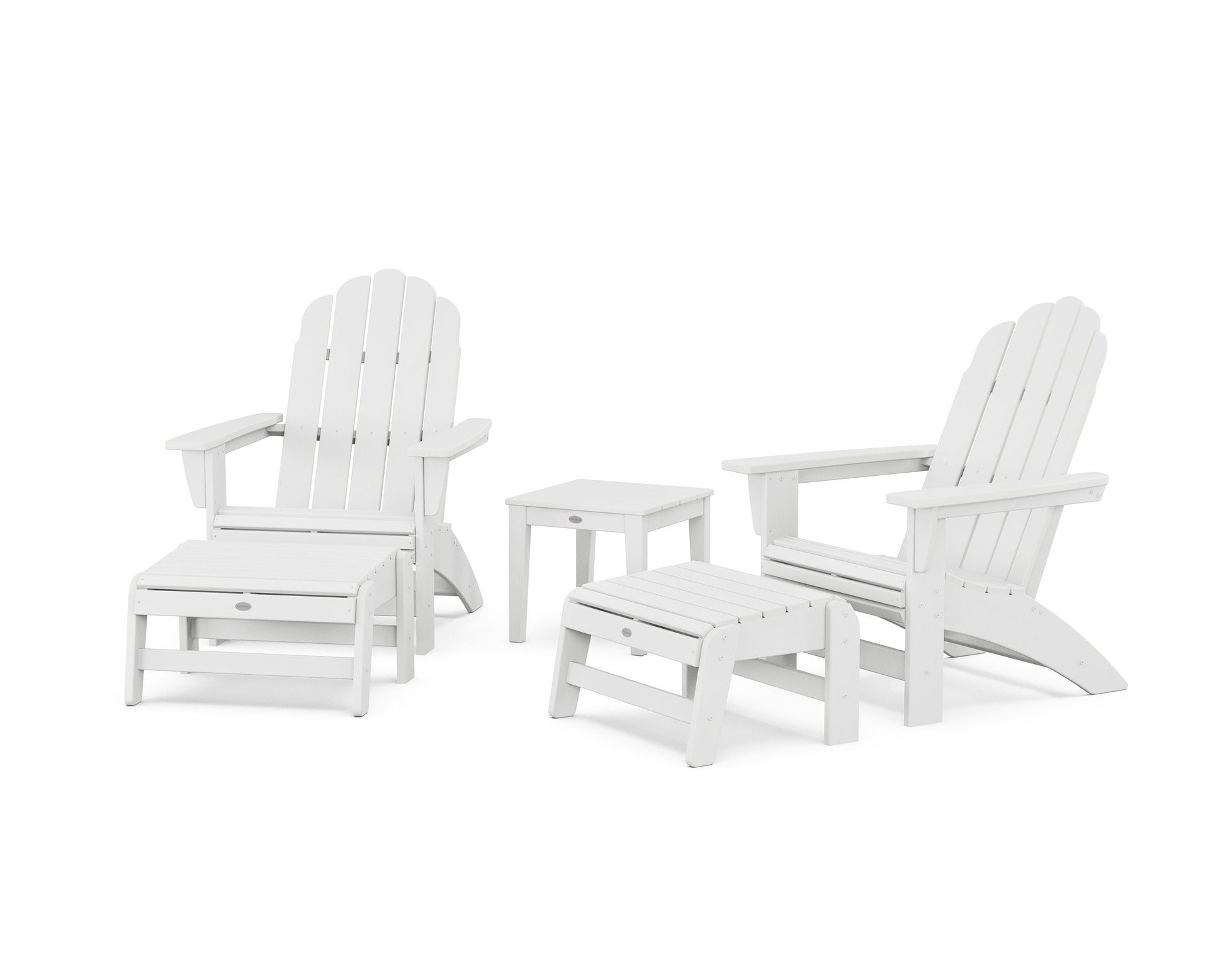 POLYWOOD 5-Piece Vineyard Grand Adirondack Set — White