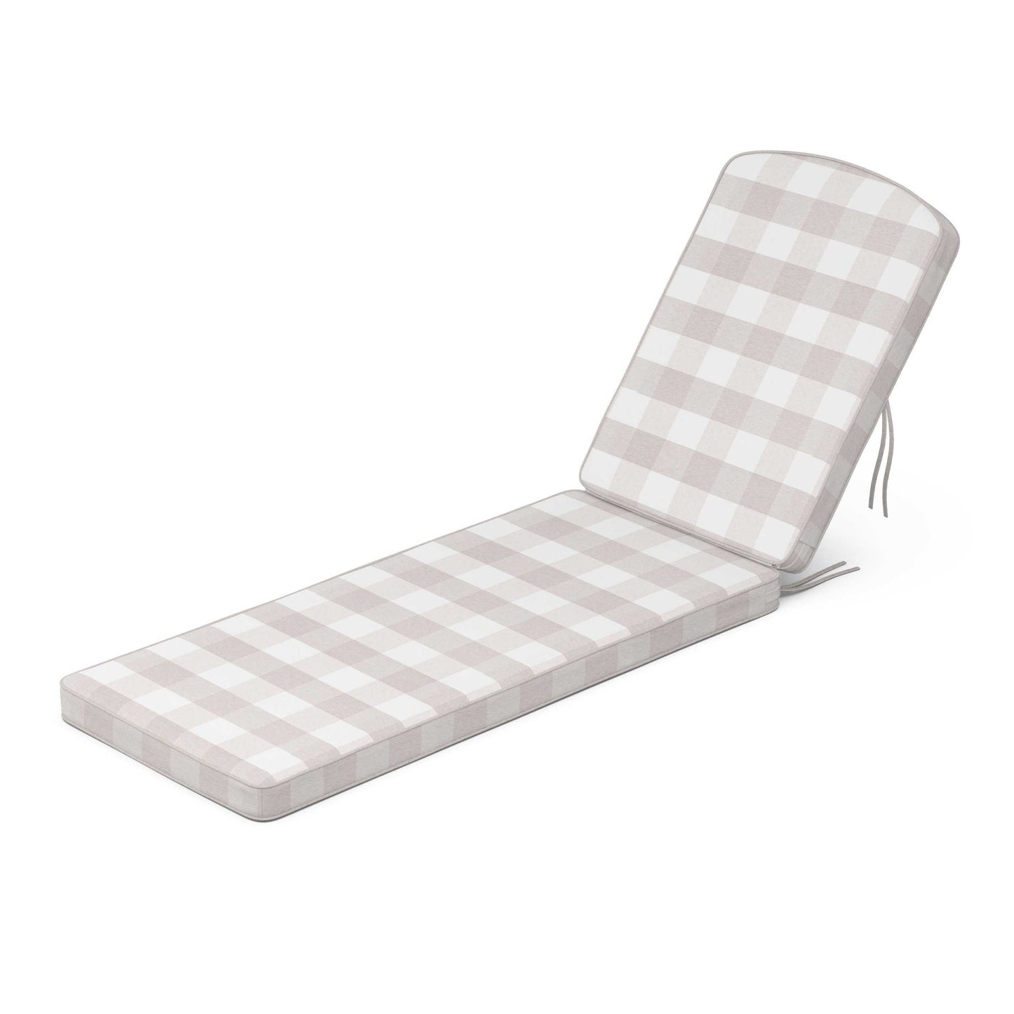 POLYWOOD Chinoiserie Chaise Cushion — Buffalo Plaid Dune Burlap