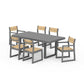 POLYWOOD EDGE Sling 7-Piece Dining Set — Slate Grey / Dupioni Apricot Sling