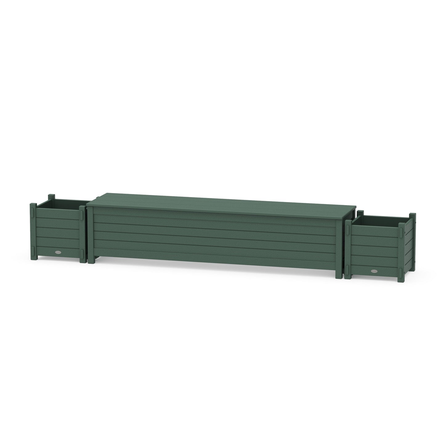 POLYWOOD 72" Nautical Straight Planter Storage Bench Set — Green