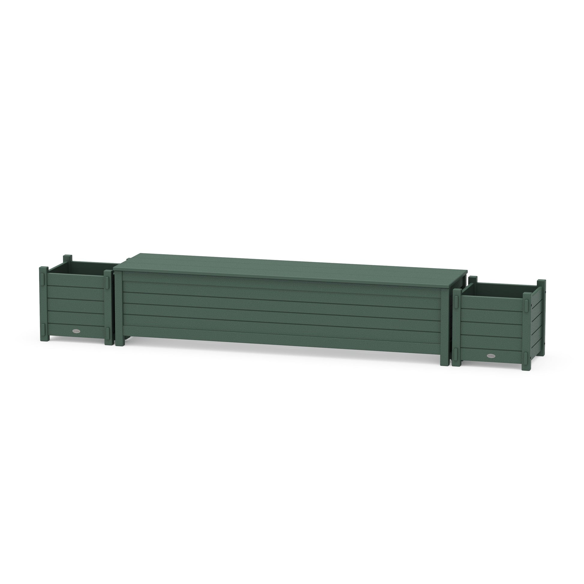 POLYWOOD 72" Nautical Straight Planter Storage Bench Set — Green
