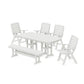 POLYWOOD Nautical Highback 6-Piece Dining Set with Bench — Vintage White