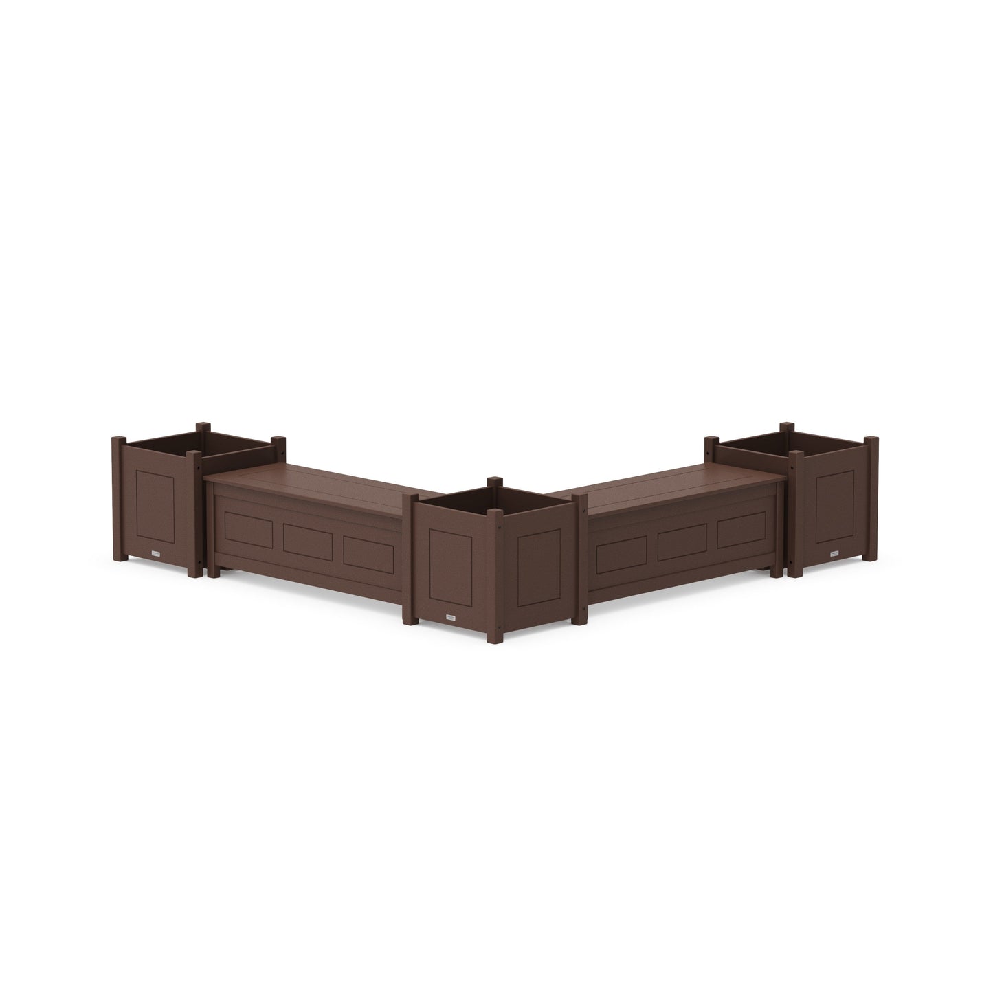 POLYWOOD 48" Country Living L- Shaped Planter Storage Bench Corner Set- Large — Mahogany
