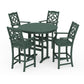 POLYWOOD Chinoiserie 5-Piece Round Farmhouse Bar Set — Green