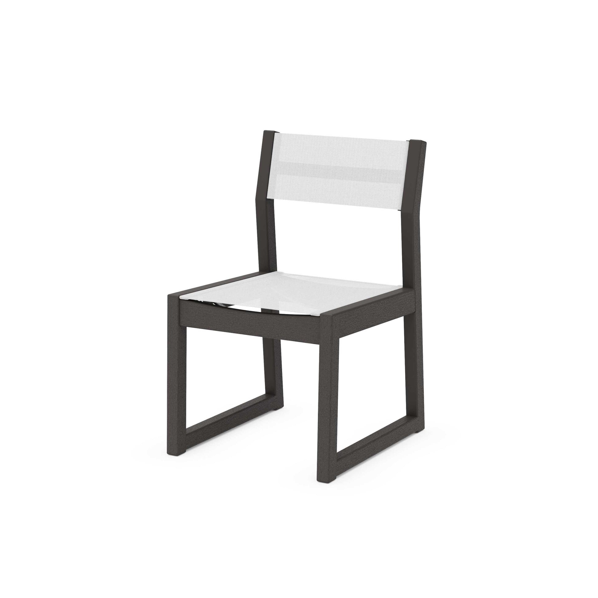 POLYWOOD EDGE Sling Dining Side Chair — Vintage Coffee / White Sling