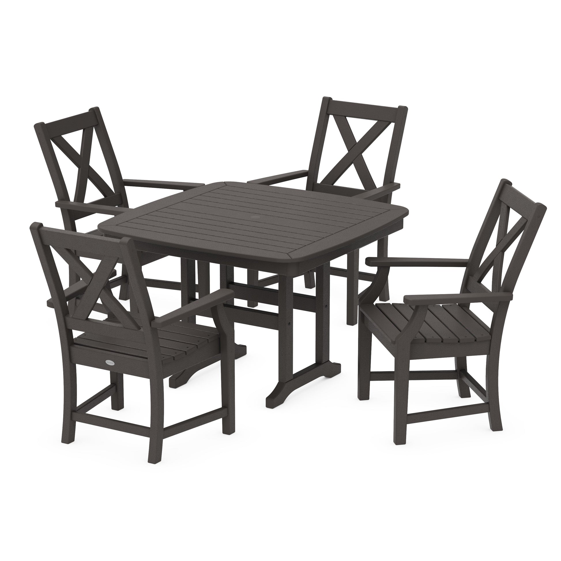 POLYWOOD Braxton 5-Piece Dining Set with Trestle Legs — Vintage Coffee