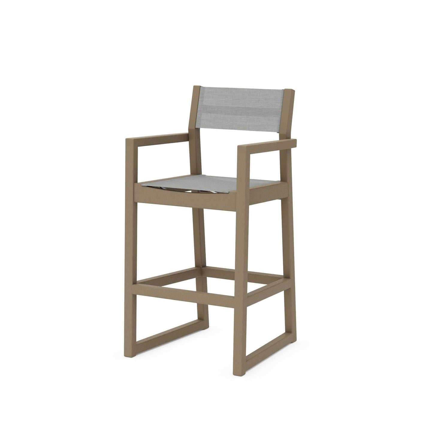 POLYWOOD EDGE Sling Bar Arm Chair — Vintage Sahara / Metallic Sling