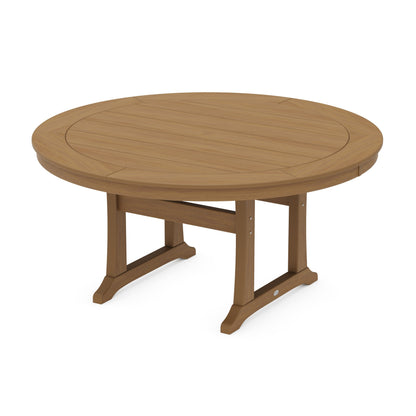 POLYWOOD Nautical Trestle 60" Round Dining Table — Natural