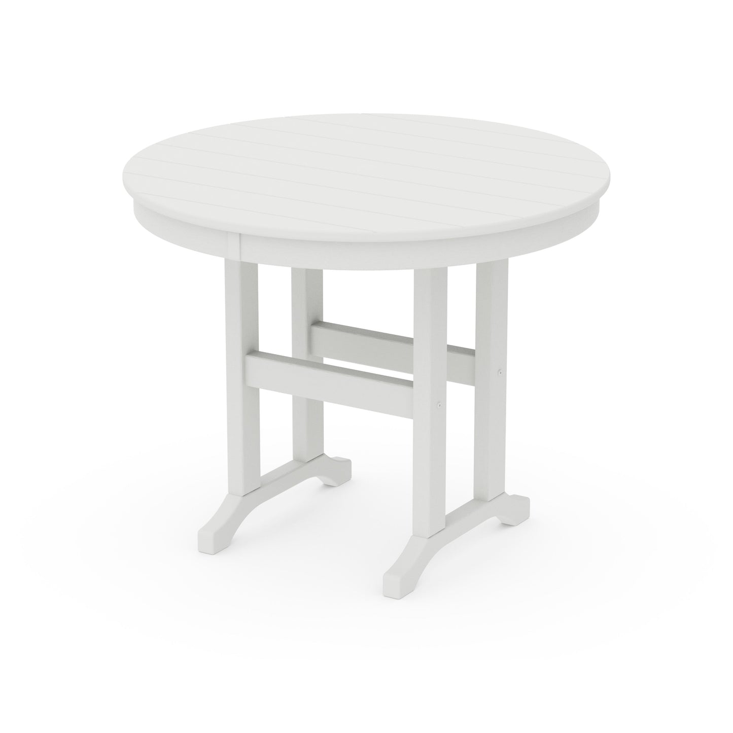 POLYWOOD 36" Round Farmhouse Dining Table — Vintage White