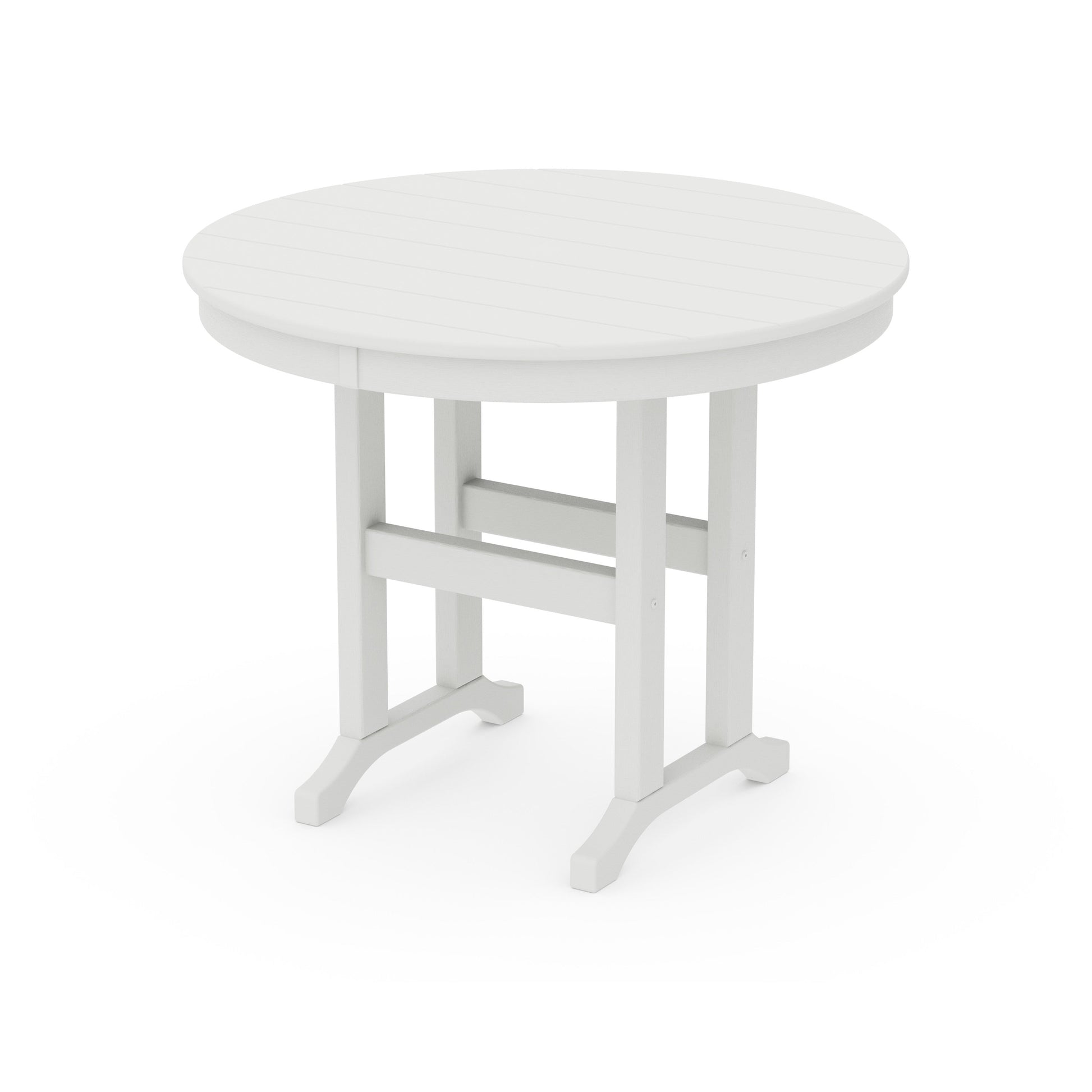 POLYWOOD 36" Round Farmhouse Dining Table — Vintage White