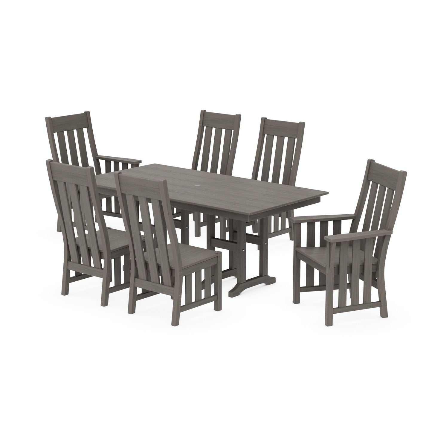 POLYWOOD Acadia 7-Piece Farmhouse Dining Set — Driftwood