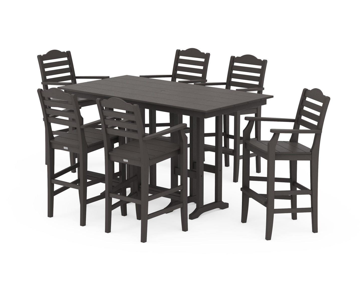 POLYWOOD Savannah Arm Chair 7-Piece Farmhouse Bar Set — Vintage Coffee