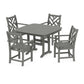 POLYWOOD Chippendale 5-Piece Dining Set with Trestle Legs — Slate Grey