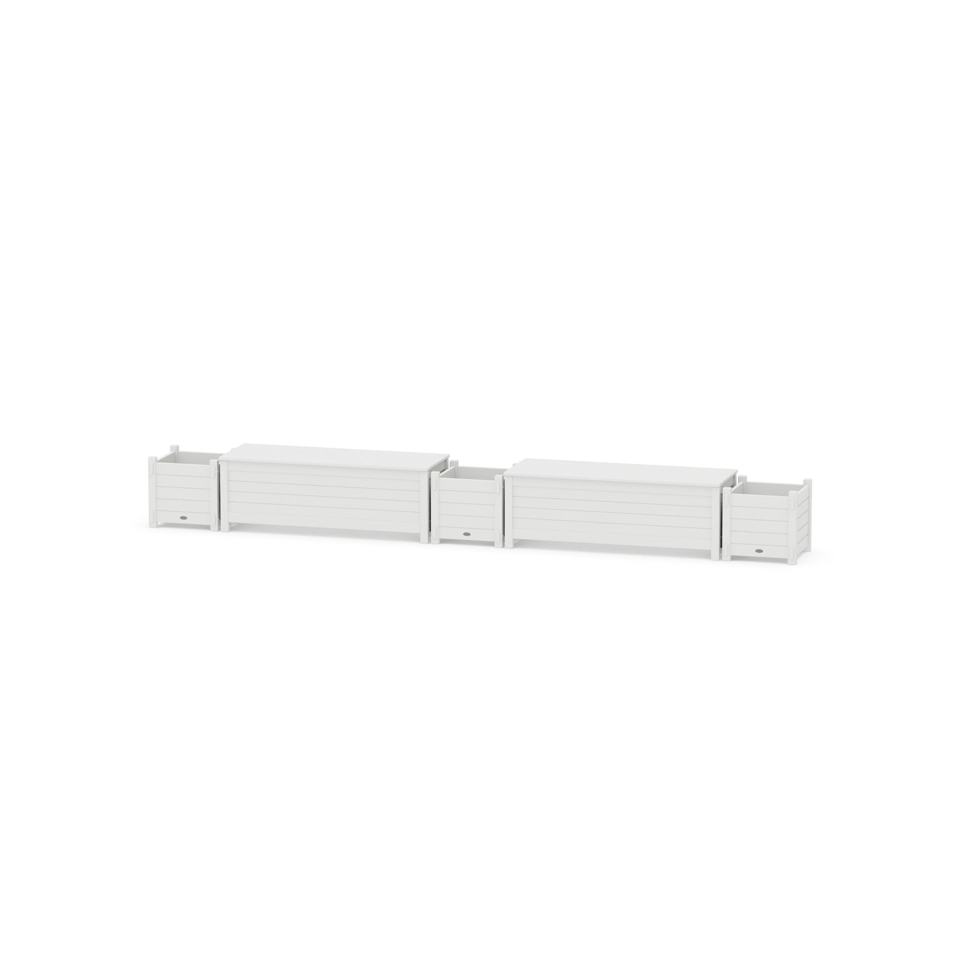 POLYWOOD 48" Nautical Straight Double Planter Storage Bench Set — White