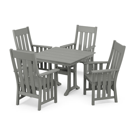 POLYWOOD Acadia 5-Piece Farmhouse Dining Set with Trestle Legs — Slate Grey