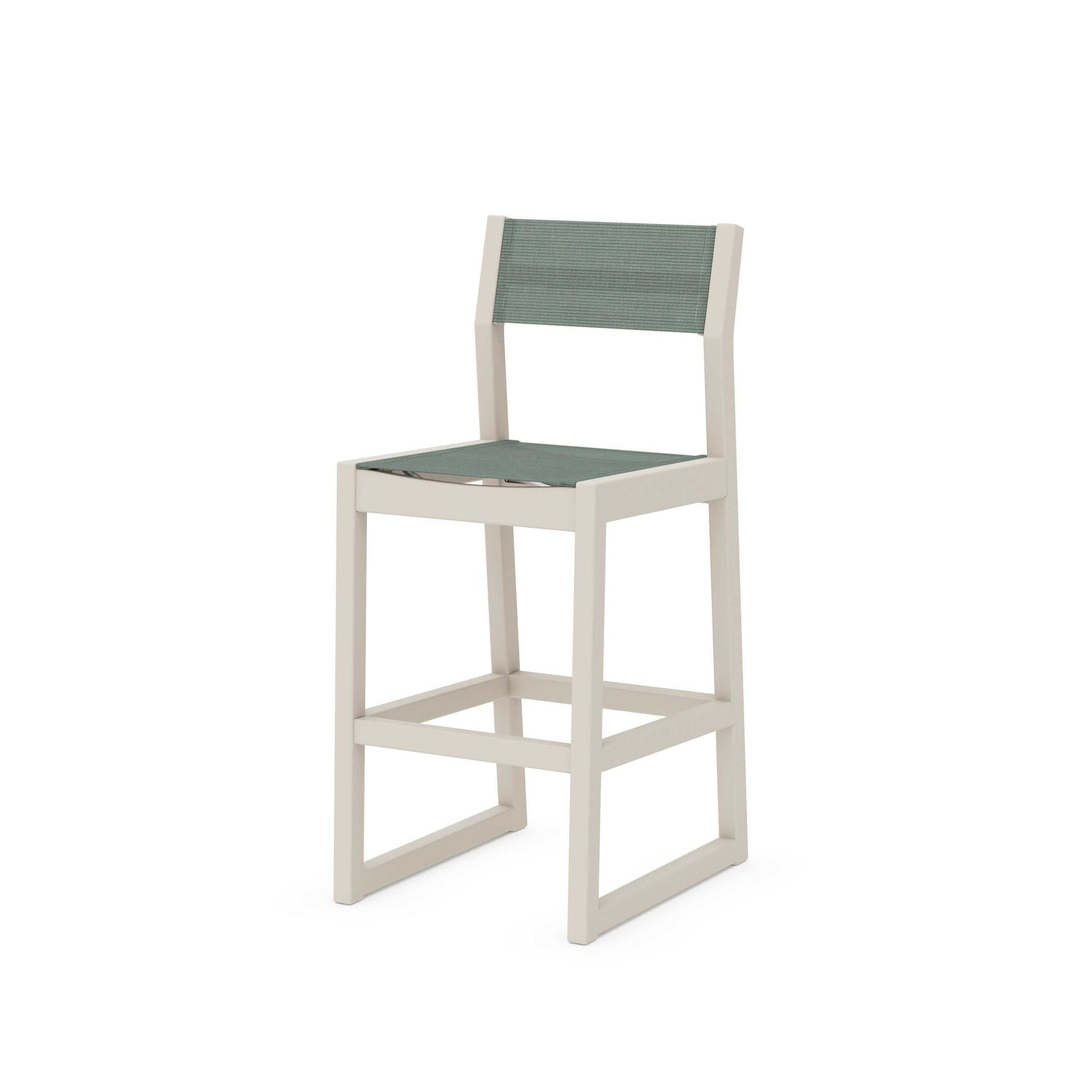 POLYWOOD EDGE Sling Bar Side Chair — Sand / Dupioni Sea Mist Sling