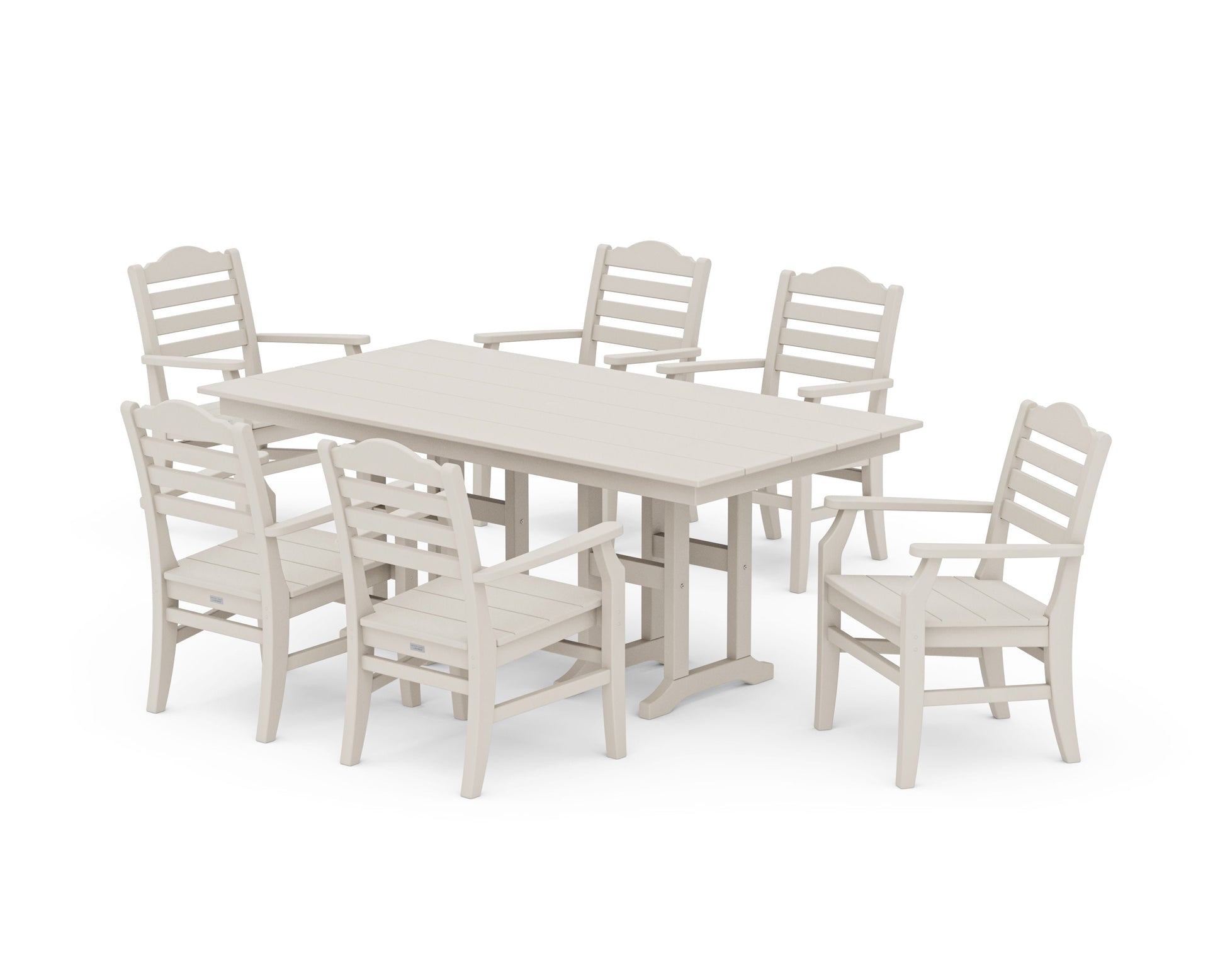 POLYWOOD Savannah Arm Chair 7-Piece Farmhouse Dining Set — Sand