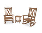 POLYWOOD Braxton 3-Piece Porch Rocking Chair Set — Teak