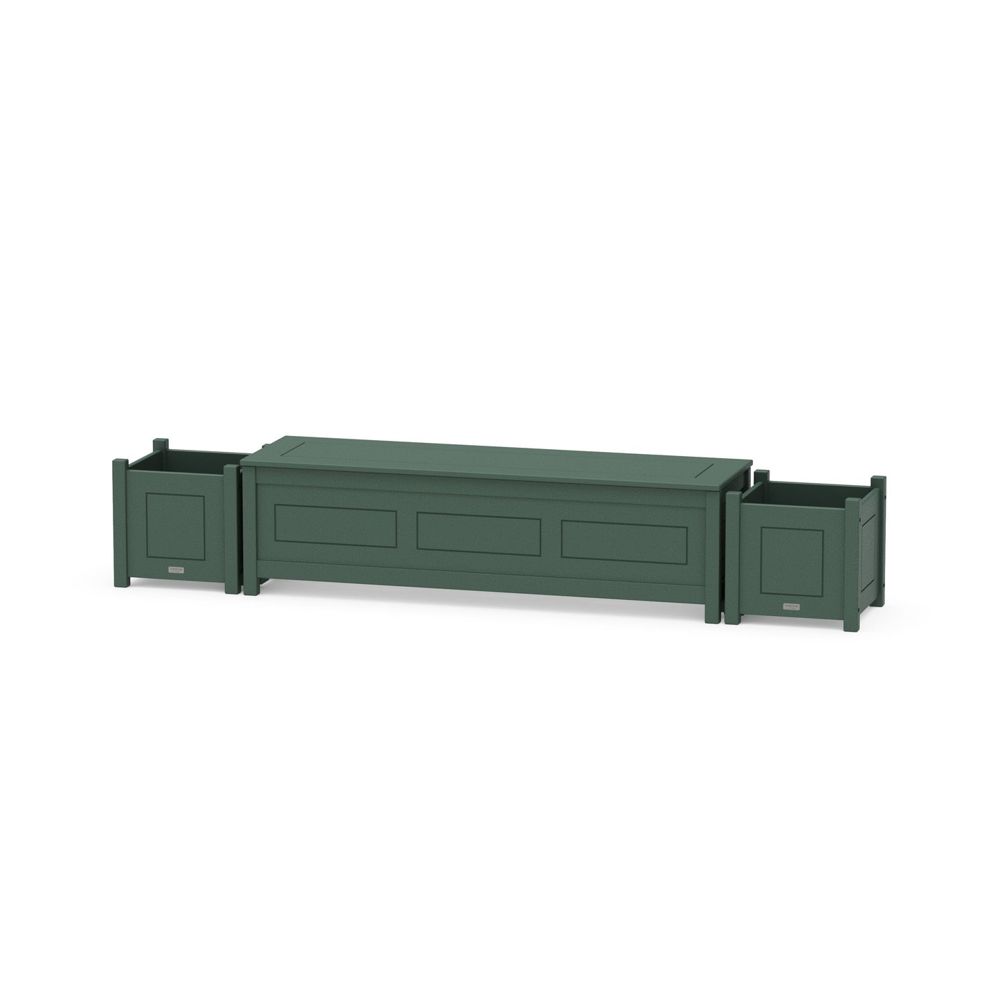 POLYWOOD 60" Country Living Straight Planter Storage Bench Set — Green