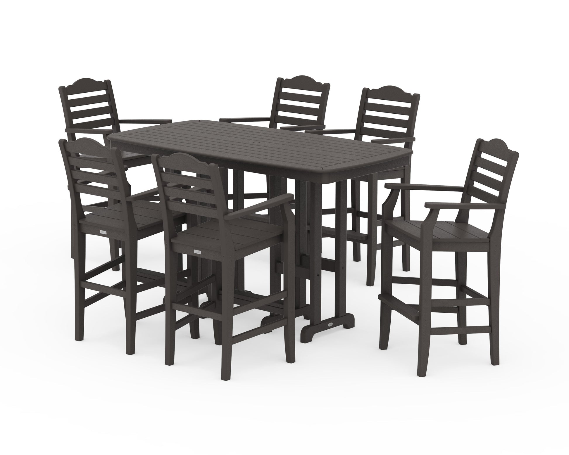 POLYWOOD Savannah Arm Chair 7-Piece Bar Set — Vintage Coffee