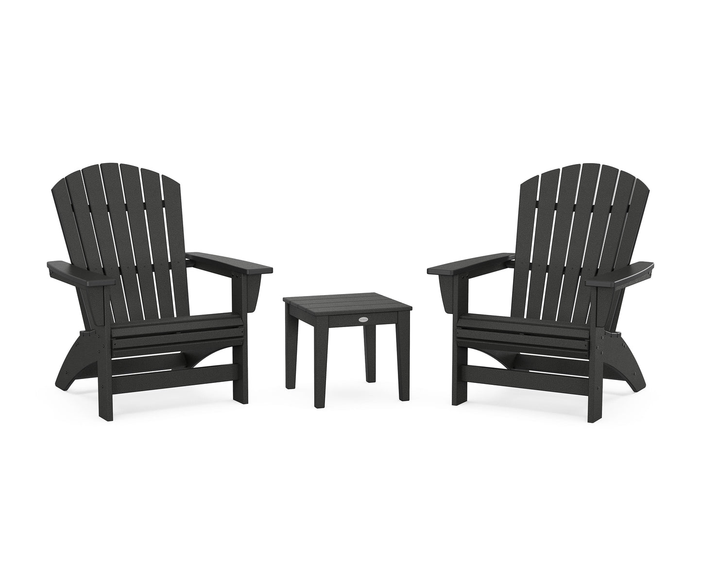 POLYWOOD 3-Piece Nautical Grand Adirondack Set — Black