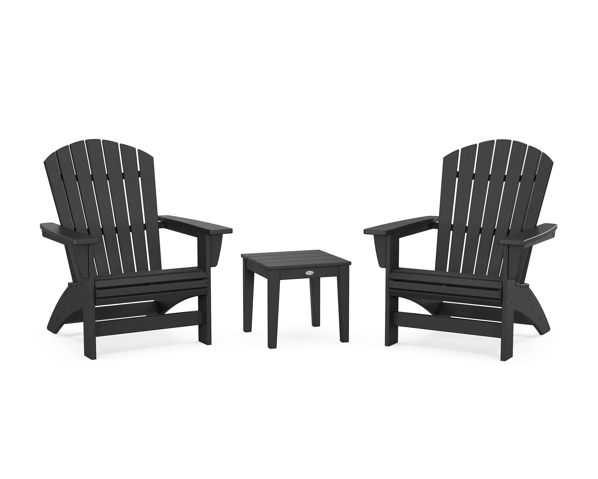 POLYWOOD 3-Piece Nautical Grand Adirondack Set — Black