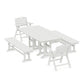 POLYWOOD Nautical Lowback 5-Piece Dining Set with Benches — Vintage White