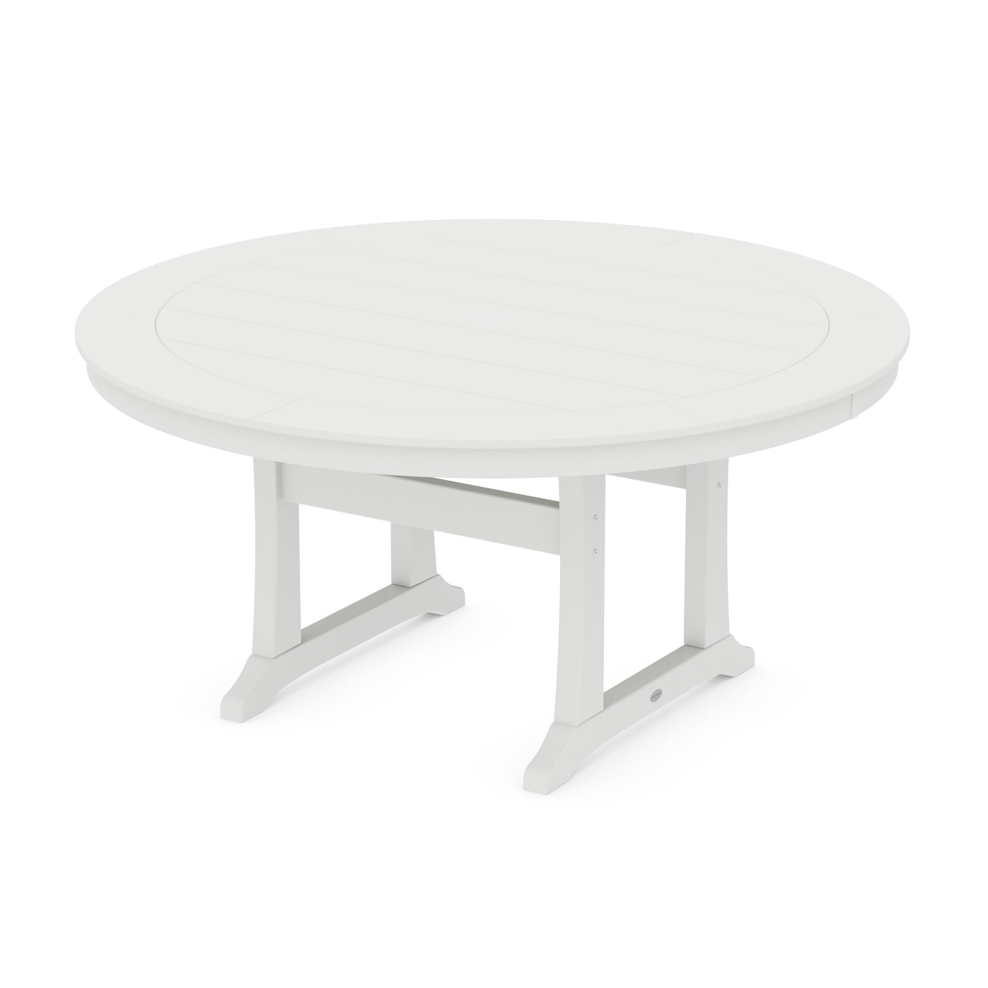 POLYWOOD Nautical Trestle 60" Round Dining Table — White