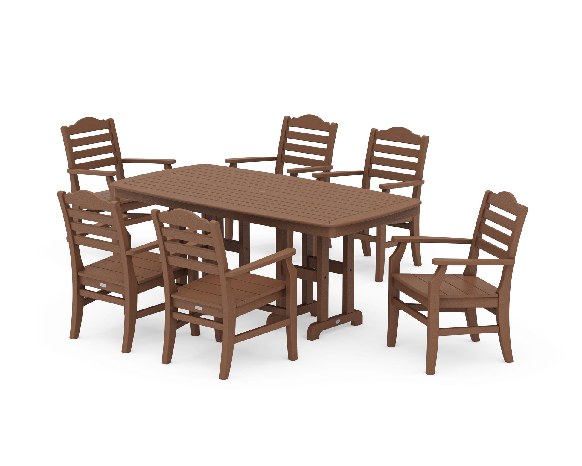 POLYWOOD Savannah Arm Chair 7-Piece Dining Set — Teak