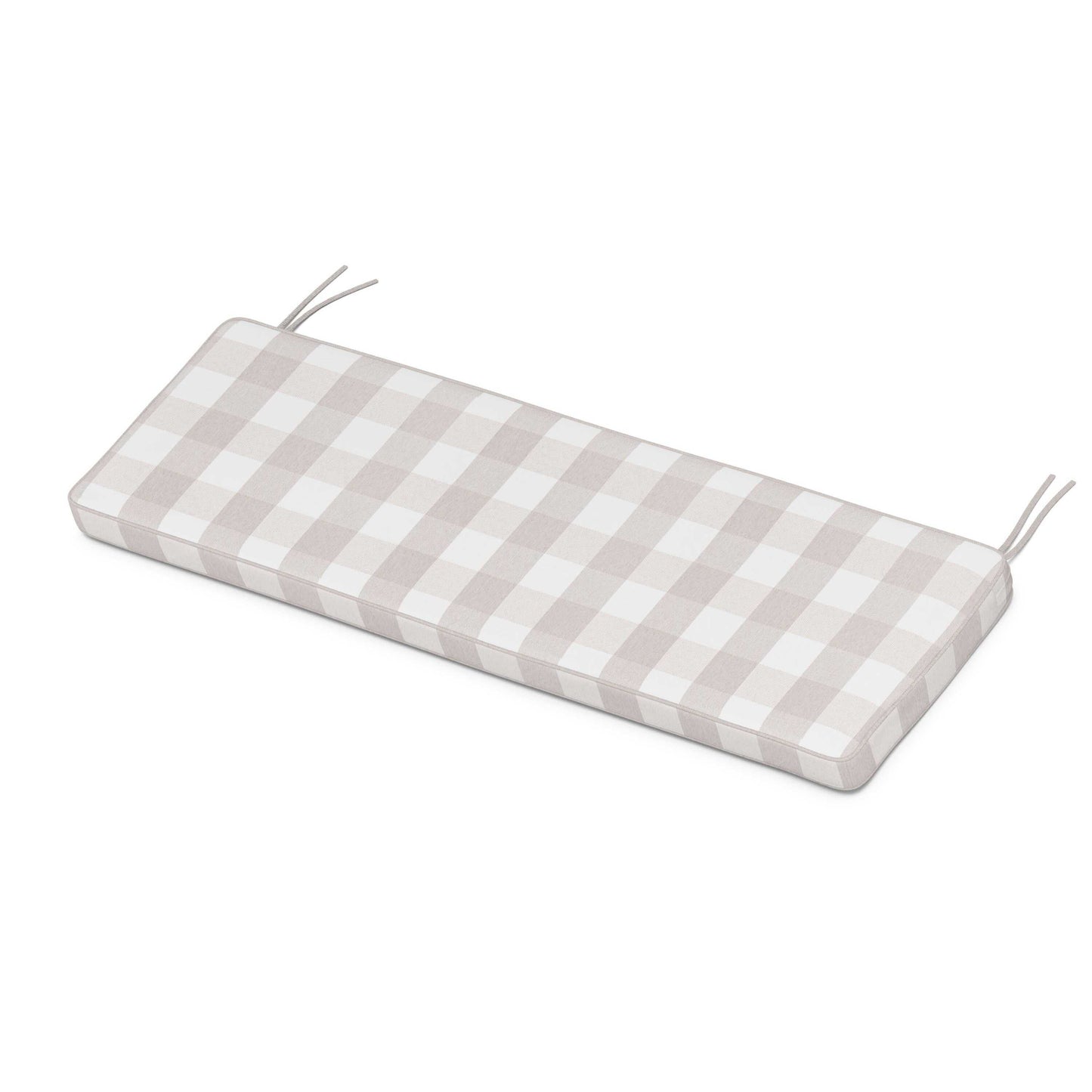 POLYWOOD Chinoiserie Bench Seat Cushion — Buffalo Plaid Dune Burlap