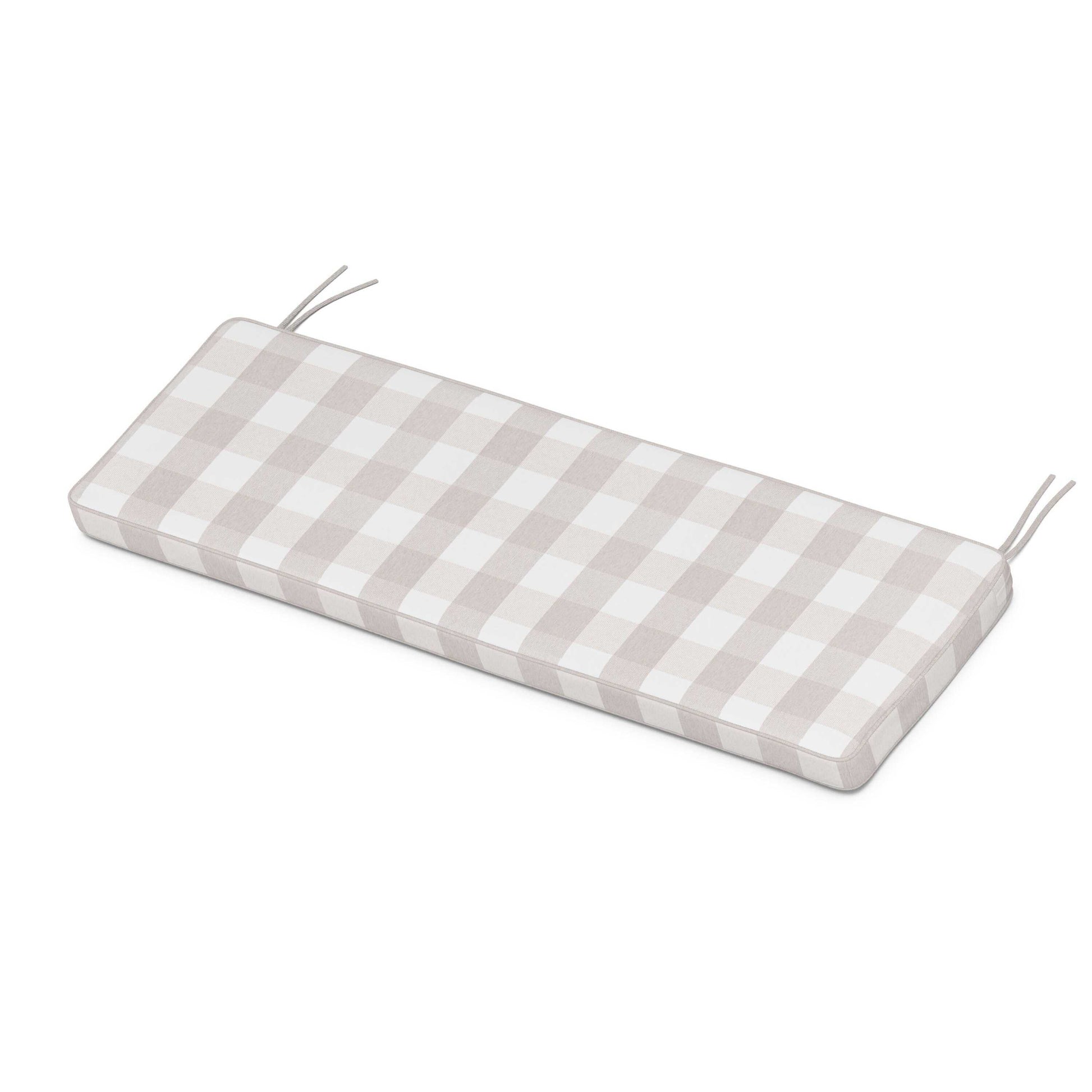 POLYWOOD Chinoiserie Bench Seat Cushion — Buffalo Plaid Dune Burlap