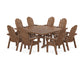 POLYWOOD Vineyard Curveback Adirondack 9-Piece Square Farmhouse Dining Set with Trestle Legs — Teak