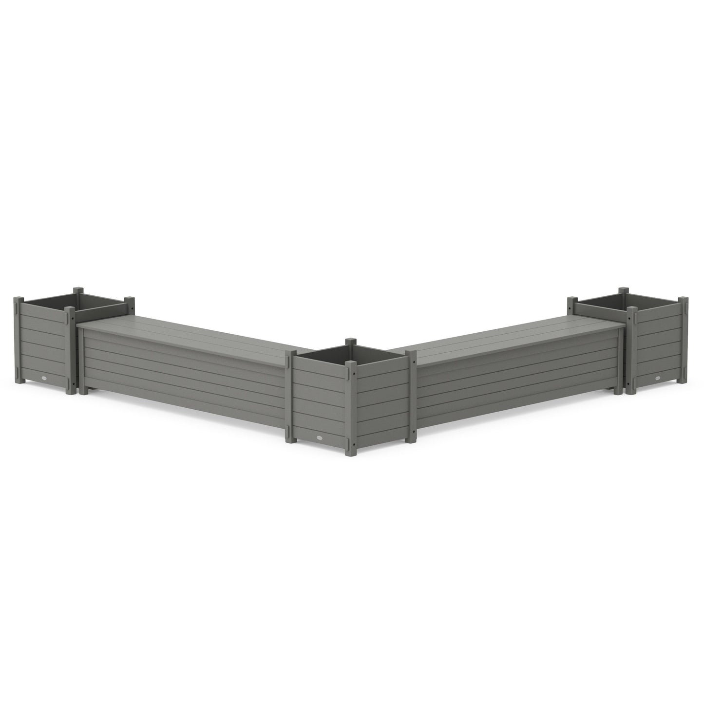 POLYWOOD 72" Nautical Straight Double Planter Storage Bench Set- Large
