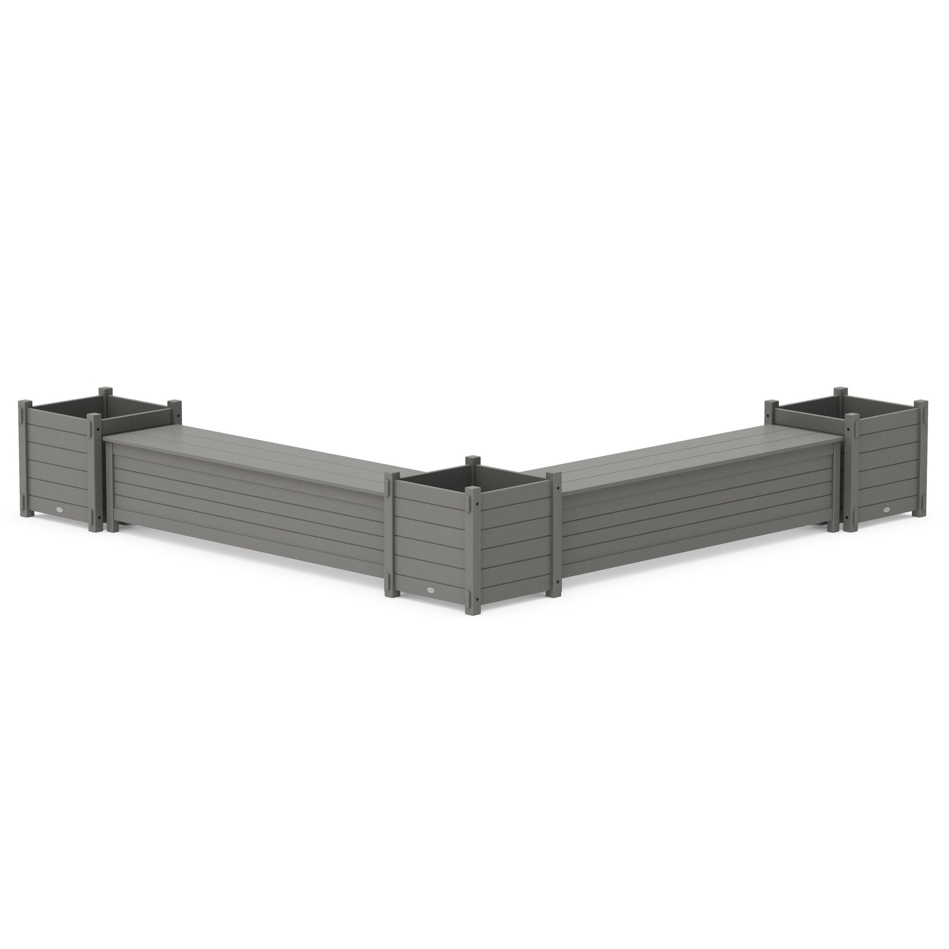 POLYWOOD 72" Nautical Straight Double Planter Storage Bench Set- Large