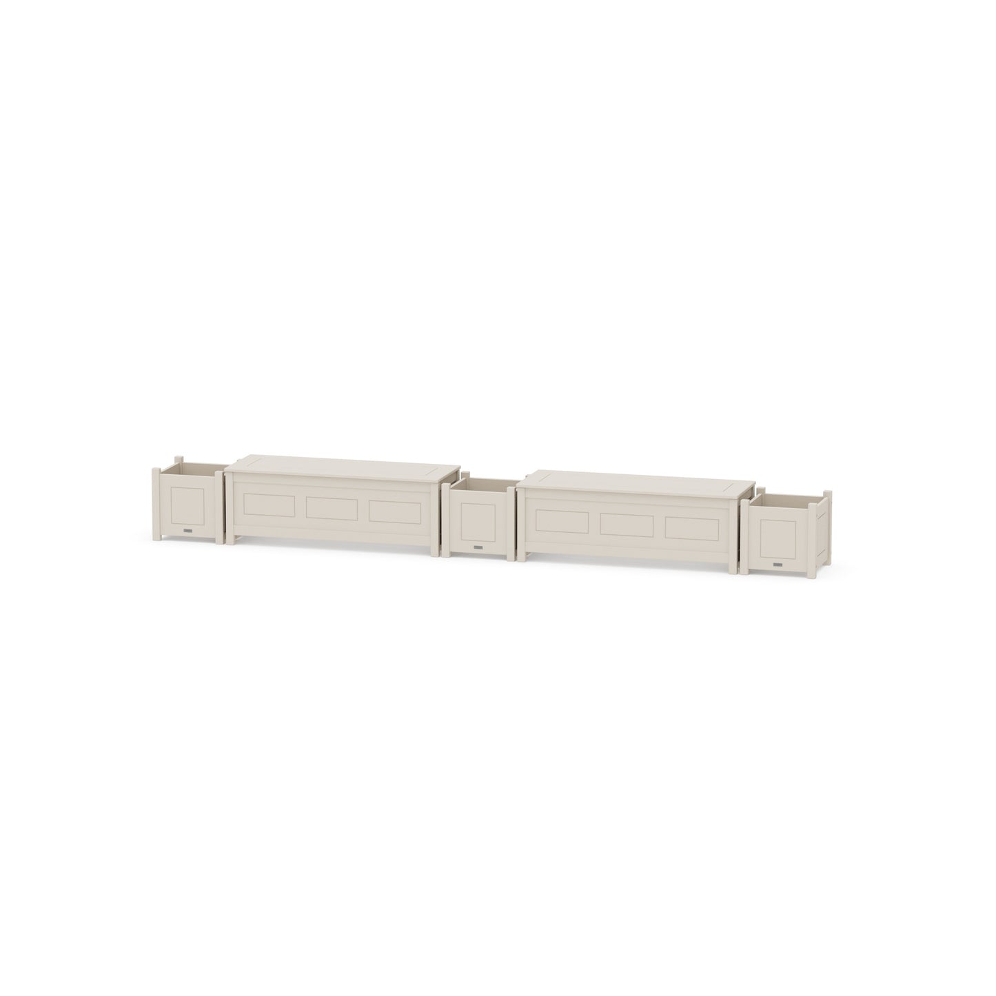 POLYWOOD 48" Country Living Straight Double Planter Storage Bench Set — Sand