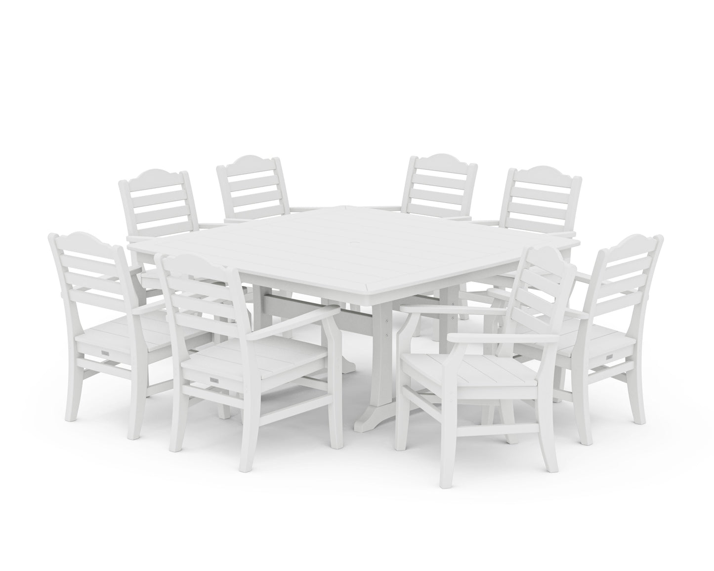 POLYWOOD Savannah 9-Piece Square Dining Set with Trestle Legs — White