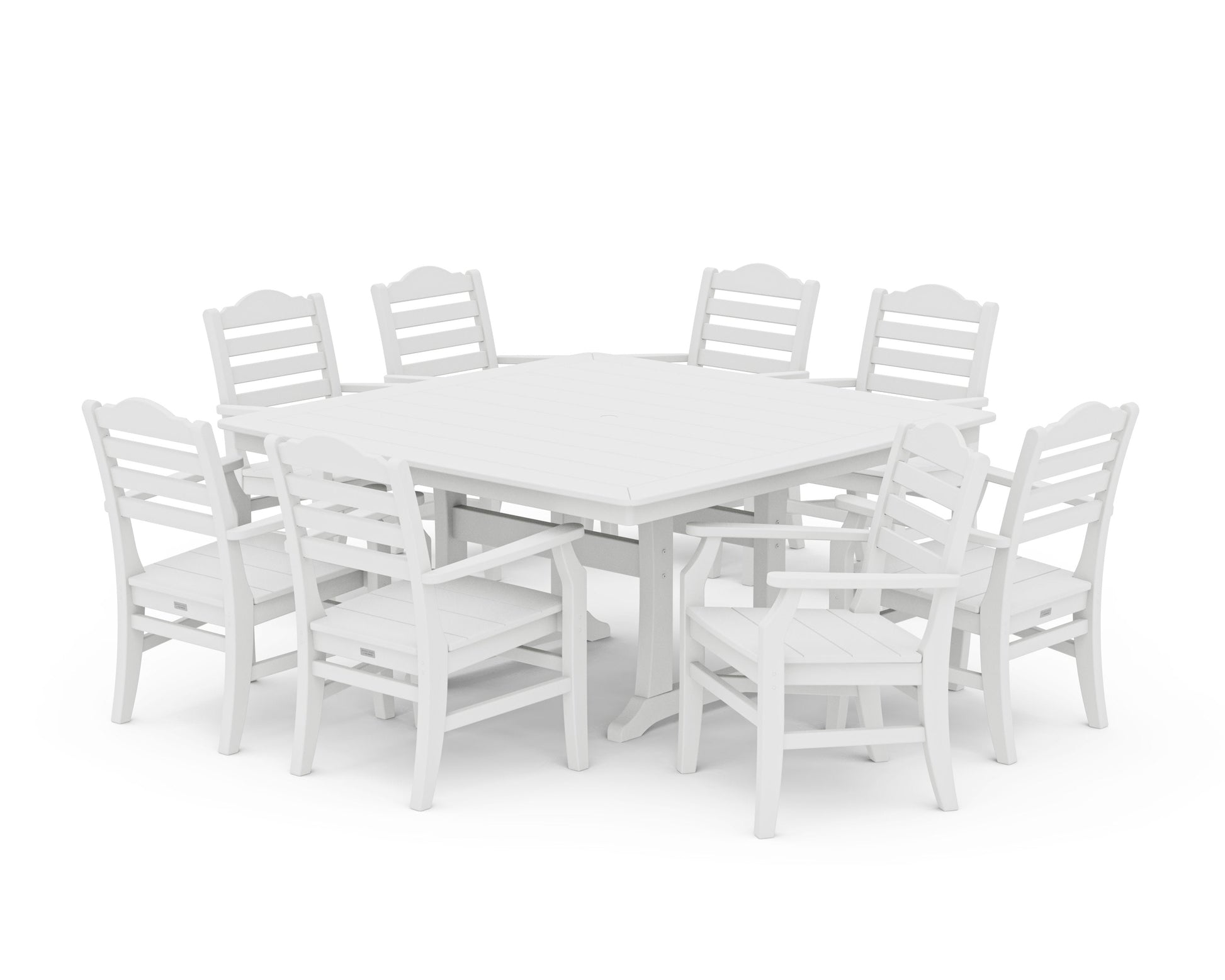 POLYWOOD Savannah 9-Piece Square Dining Set with Trestle Legs — White