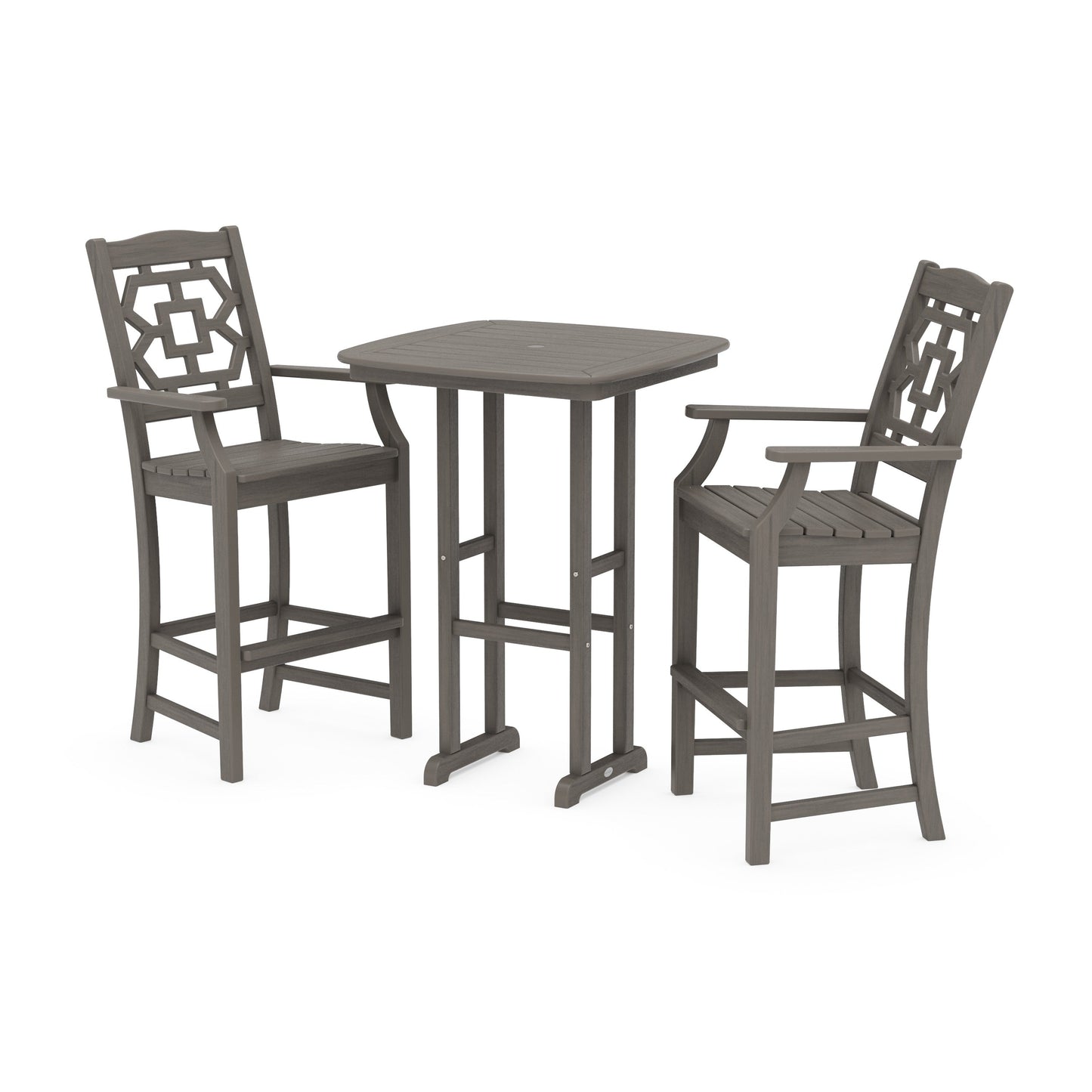 POLYWOOD Chinoiserie 3-Piece Bar Set — Driftwood