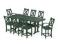 POLYWOOD Braxton 9-Piece Farmhouse Counter Set with Trestle Legs — Green