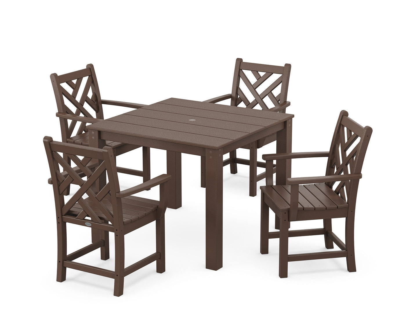 POLYWOOD Chippendale 5-Piece Parsons Dining Set — Mahogany