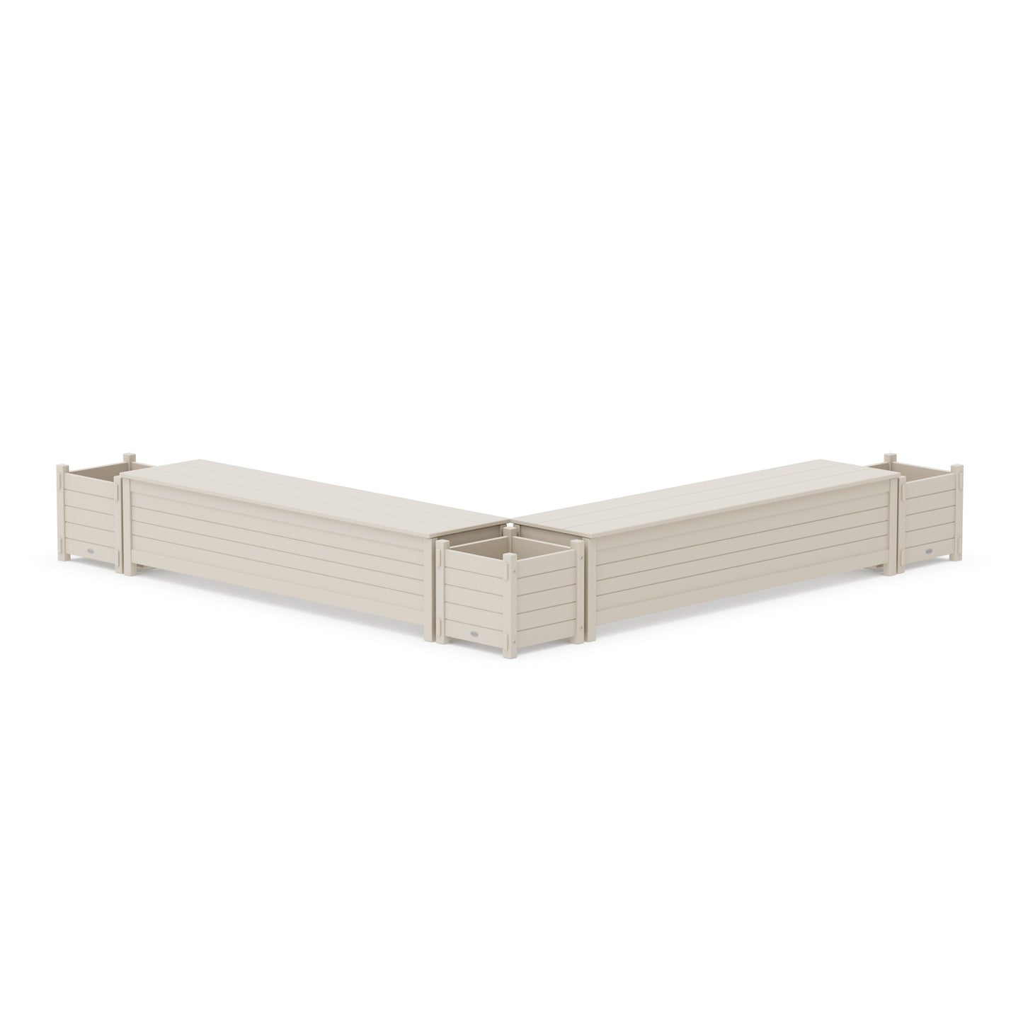 POLYWOOD 72" Nautical L- Shaped Planter Storage Bench Corner Set — Sand