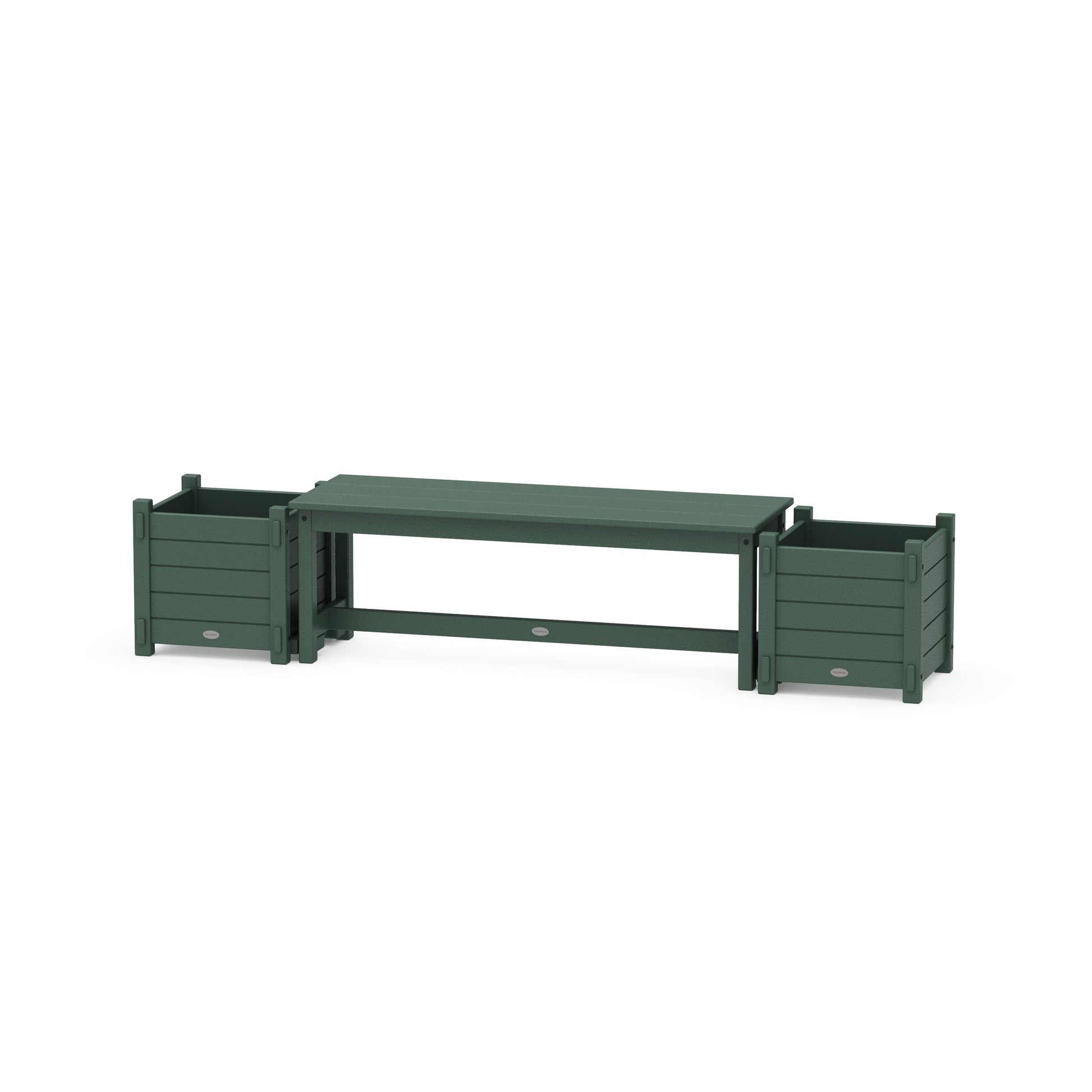 POLYWOOD 48" Nautical Straight Planter Bench Set — Green