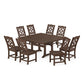 POLYWOOD Chinoiserie 9-Piece Square Side Chair Dining Set with Trestle Legs — Mahogany