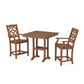 POLYWOOD Chinoiserie 3-Piece Farmhouse Counter Set with Trestle Legs — Teak