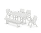 POLYWOOD Nautical Lowback 6-Piece Farmhouse Dining Set with Bench — White