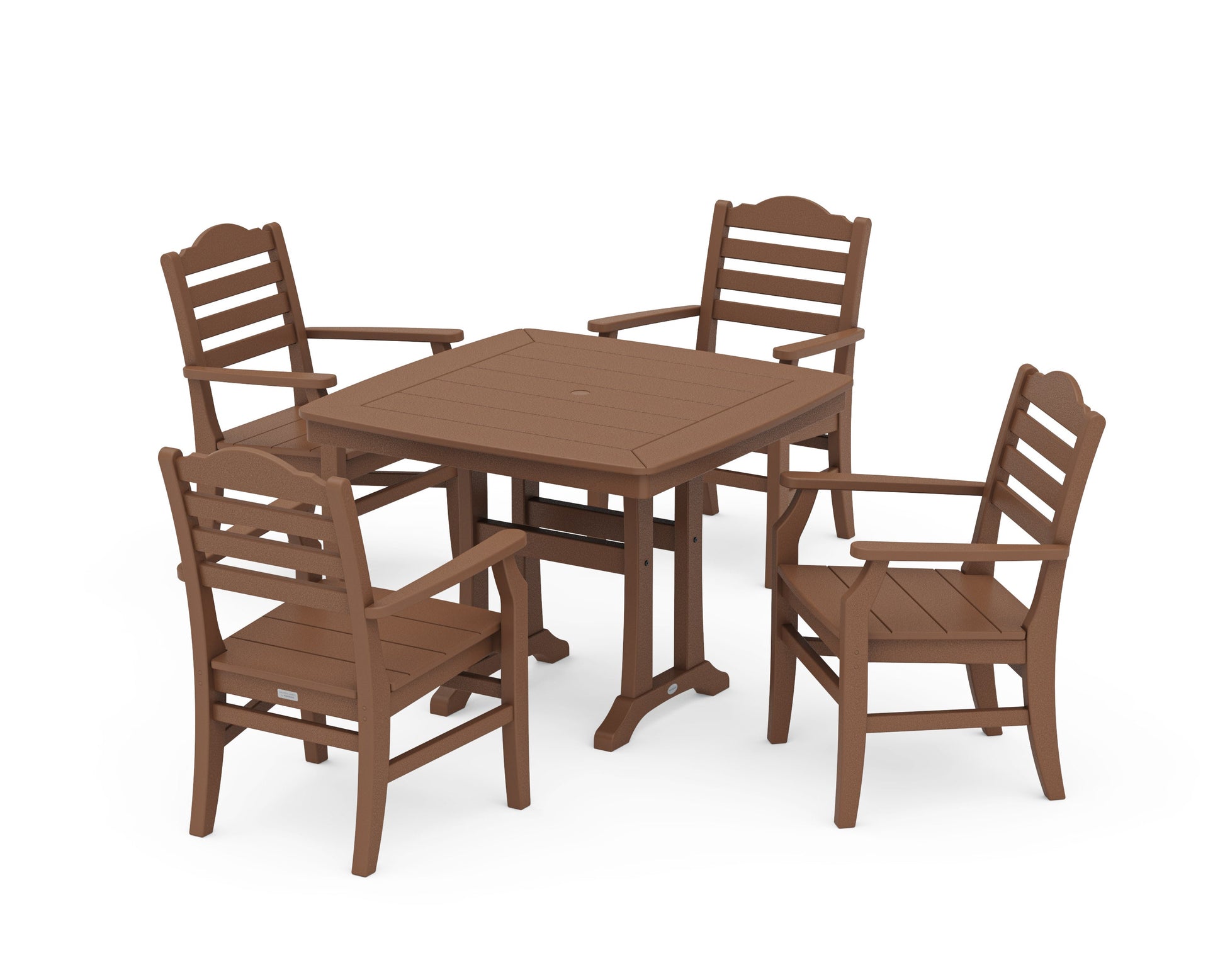 POLYWOOD Savannah 5-Piece Dining Set with Trestle Legs — Teak